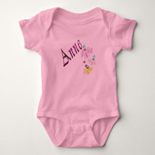 Floral Anne Name Logo, Baby Bodysuit