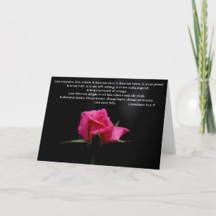 Floral Anniversary Pink Rose Corinthian Verse Love Card
