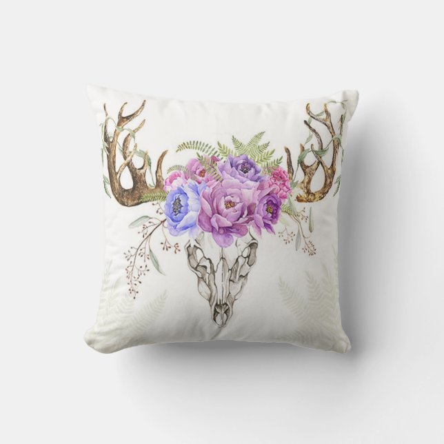 Floral Antler Pillow (Front)