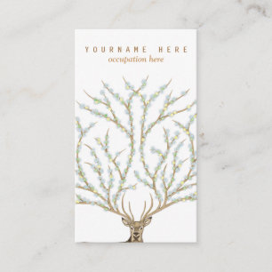 Floral antlers deer head woods god illustration business card