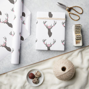 Floral Antlers Deer  Wrapping Paper