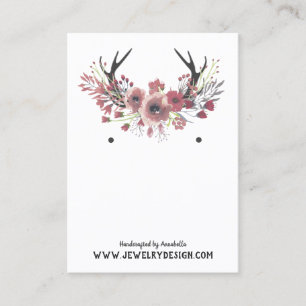 Floral Antlers Earring Jewellery Display Custom Business Card