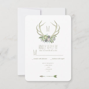 FLORAL ANTLERS RSVP 2 CARD