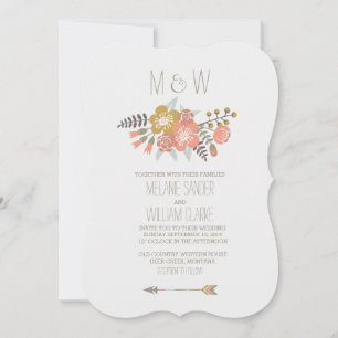 FLORAL ANTLERS   RUSTIC WEDDING INVITATION