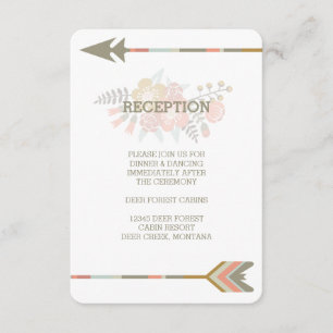 FLORAL ANTLERS RUSTIC WEDDING RECEPTION INVITE