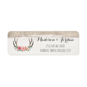 Floral Antlers Rustic Wood Custom Wedding