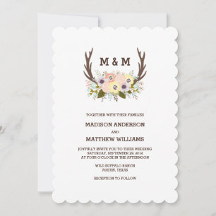 Floral Antlers   Wedding Invitation