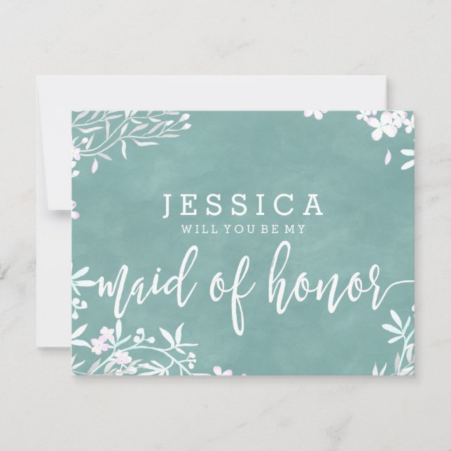 Floral Any Colour Will You Be My Maid of Honour Invitation (Front)