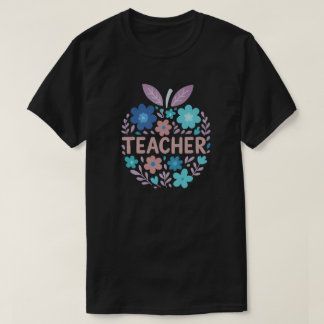  Floral Apple Teacher Design T-Shirt