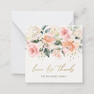 Floral Apricot Pink Roses Baby Shower Thank You Card