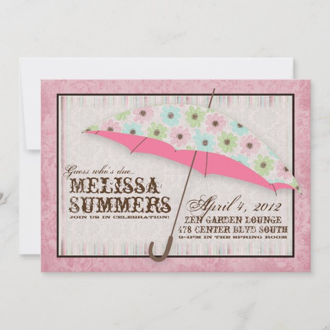 Floral April Showers Baby Shower Invitations (Front)