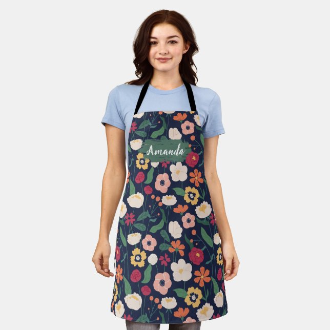 Floral Apron, Kitchen, Baking, Cooking, Chef Apron (Worn)