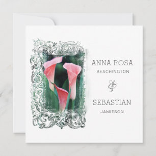 *~* Floral AR12 LILY PHOTO RSVP + QR Wedding Invitation