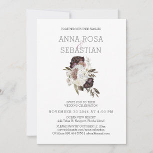 *~* Floral AR15 WEDDING BURGUNDY Rose RSVP + Invitation