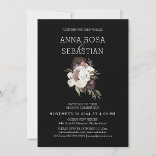 *~* Floral AR15 WEDDING MAROON Rose RSVP +  Invitation
