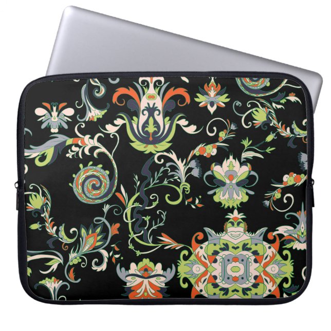Floral Arabic Ornament: Seamless Traditional Laptop Sleeve (Front)