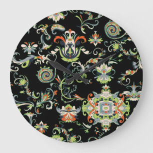 Floral Arabic Ornament: Seamless Traditional Large Clock