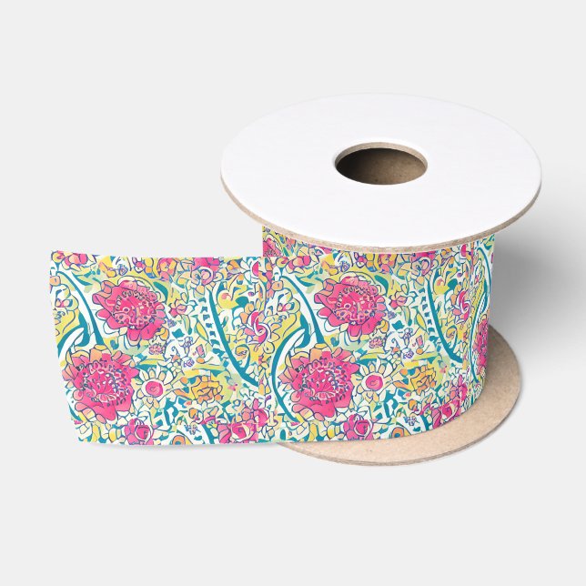 Floral Arabic Pattern Satin Ribbon (Spool)