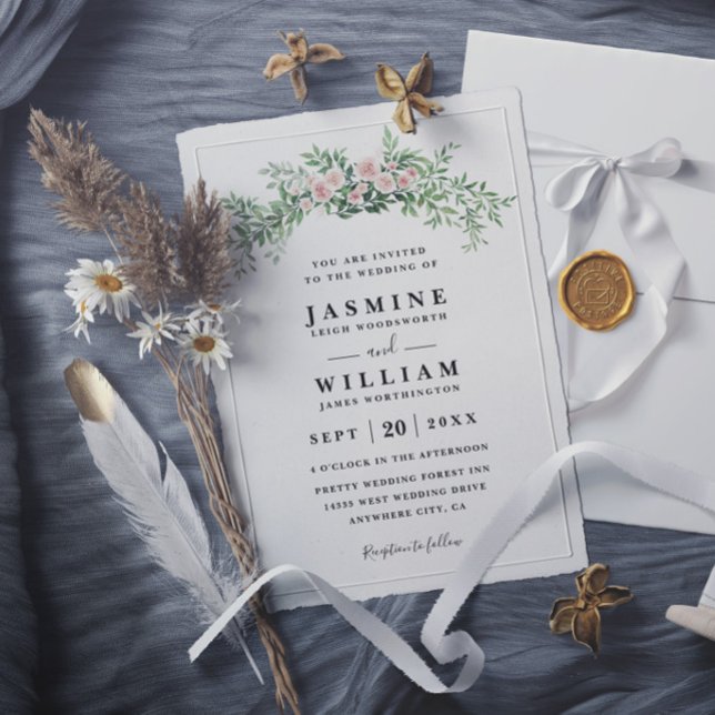 Floral Arc Chic Rustic Elegant Modern Wedding Invitation (Creator Uploaded)