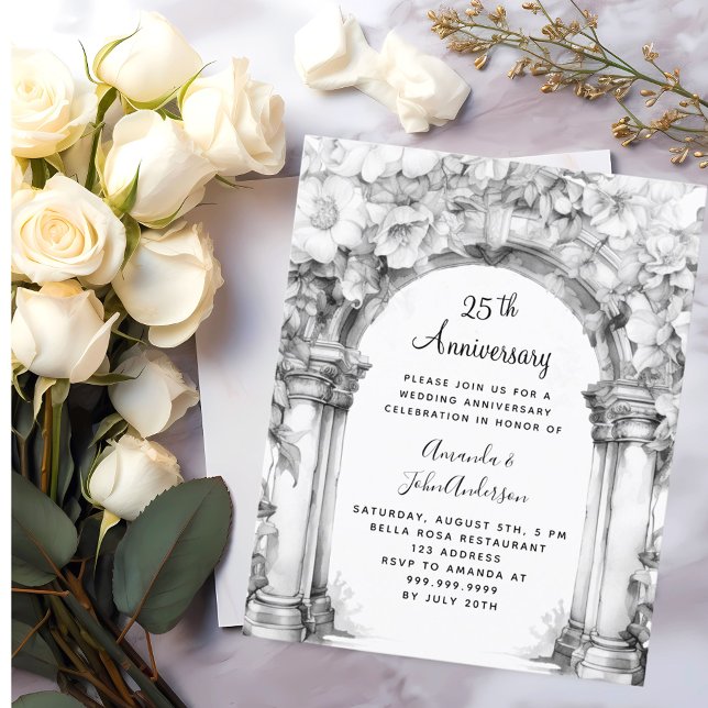 Floral arch 25th wedding anniversary invitation (Creator Uploaded)