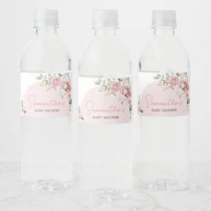 Floral Arch Baby in Bloom Baby Shower  Water Bottle Label
