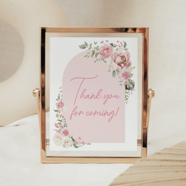 Floral Arch Baby in Bloom Thank you for Coming Poster (Baby in Bloom Floral Arch Baby Shower Thank you for Coming Sign
)