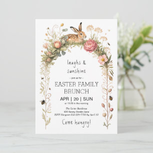 Floral Arch Bunny Easter Brunch Invitation