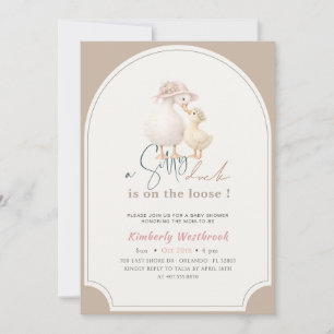 Floral Arch Cute Goose Duck Baby Shower Invitation