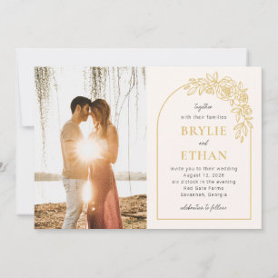 Floral Arch Editable Colour Photo Wedding Invitation