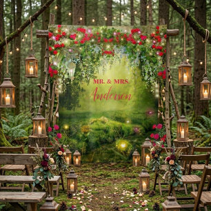 Floral Arch Enchanted Garden Wedding Backdrop Tapestry