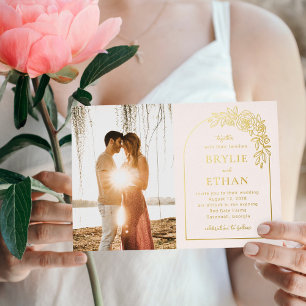 Floral Arch FOIL Photo Wedding Invitation