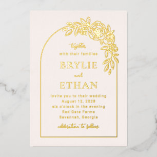 Floral Arch FOIL Photo Wedding Invitation