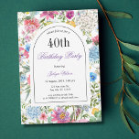 Floral Arch Frame 40th Birthday Invitation<br><div class="desc">Wildflowers Arch Frame 40th Birthday with pretty wild country flowers in  purple,  lavender,  green leaves and more,  with a brushed script typography on an elegant background an use for any age of girls and women.</div>