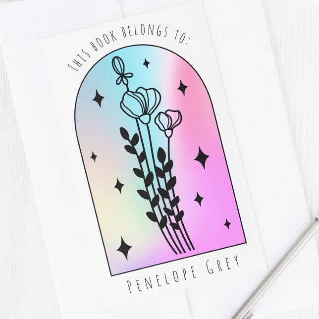 Floral Arch Hologram Pastel Book Plate Rectangular Sticker (Creator Uploaded)