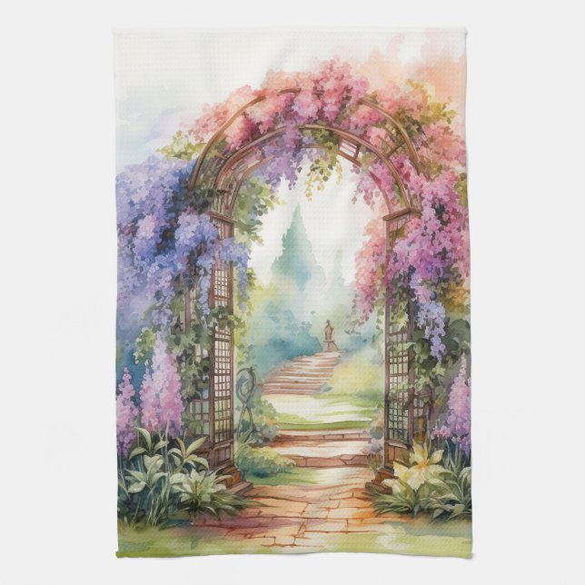 Floral Arch Landscape Tea Towel (Vertical)