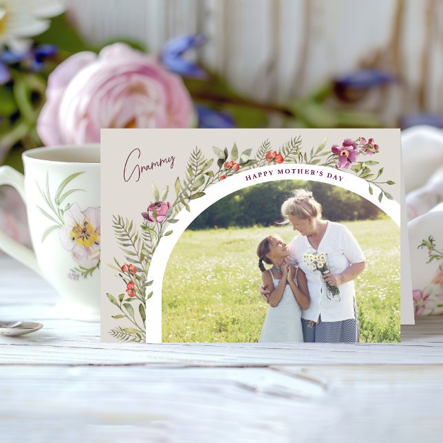 Floral Arch Photo Happy Mother's Day Grammy Card (Creator Uploaded)