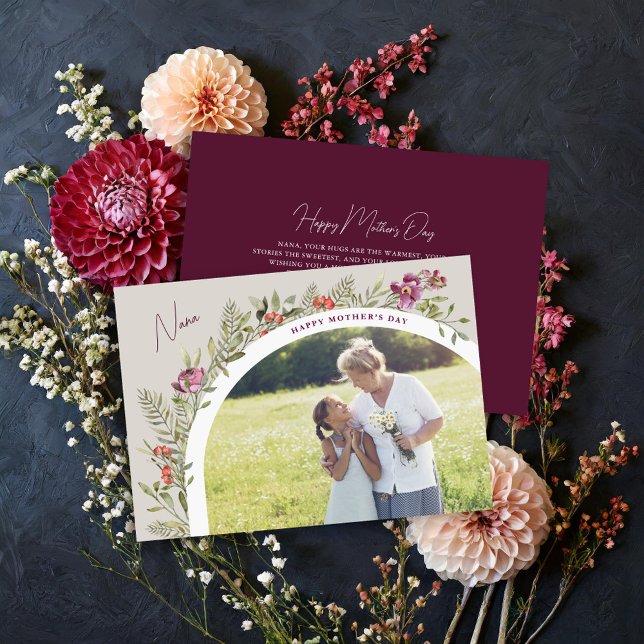 Floral Arch Photo Happy Mother's Day Nana Card (Creator Uploaded)
