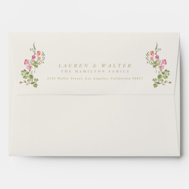 floral arch spring baby announcement envelope (Back (Top Flap))