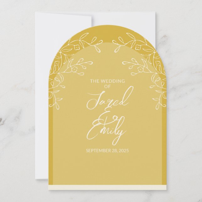 Floral Arch Style Wedding Invitation QR Code (Front)