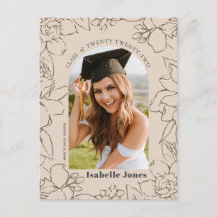 Floral Arch Tan Photo Graduation Announcement Postcard