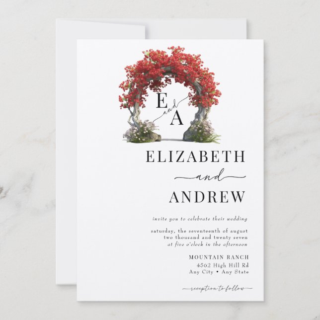 Floral Arch | Tree Wedding Invitation (Front)