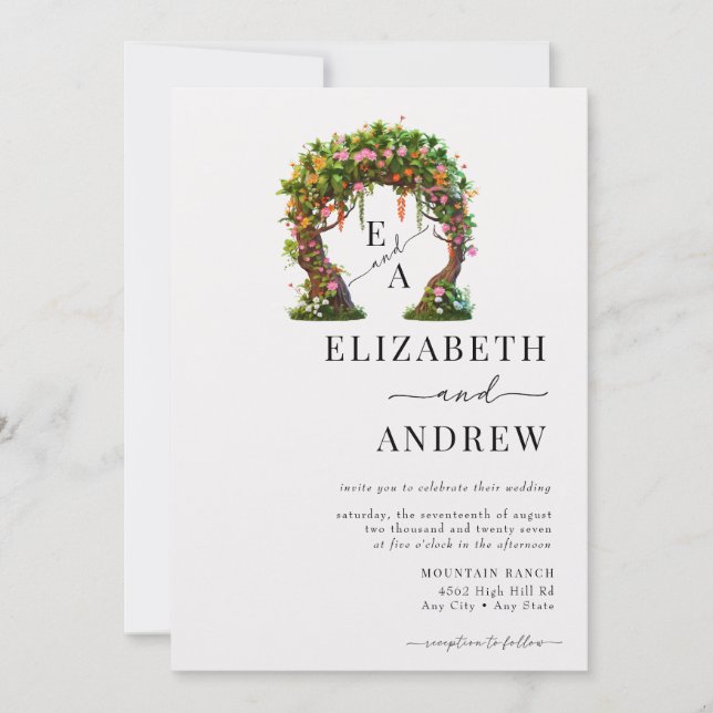 Floral Arch | Tree Wedding Invitation (Front)