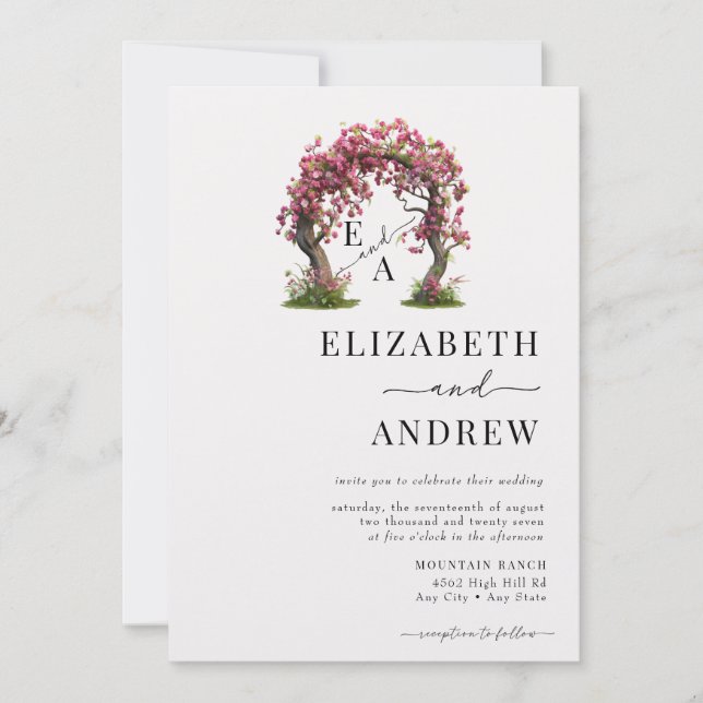 Floral Arch | Tree Wedding Invitation (Front)