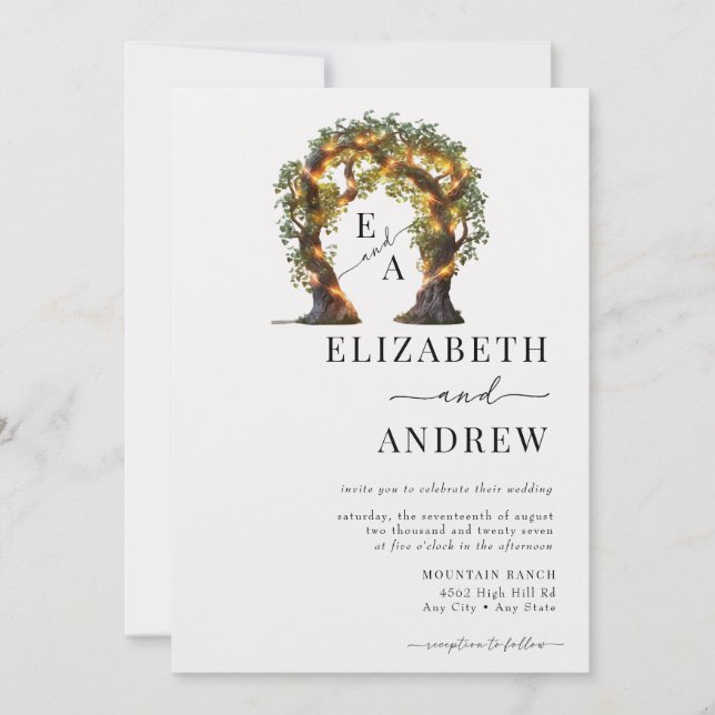 Floral Arch | Tree Wedding Invitation (Front)