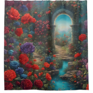 “Floral Archway Oasis” Shower Curtain