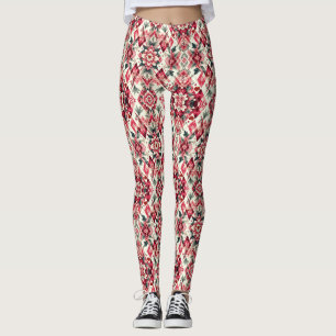 Floral argyle Valentine's day Leggings