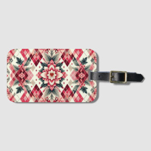 Floral argyle Valentine's day Luggage Tag