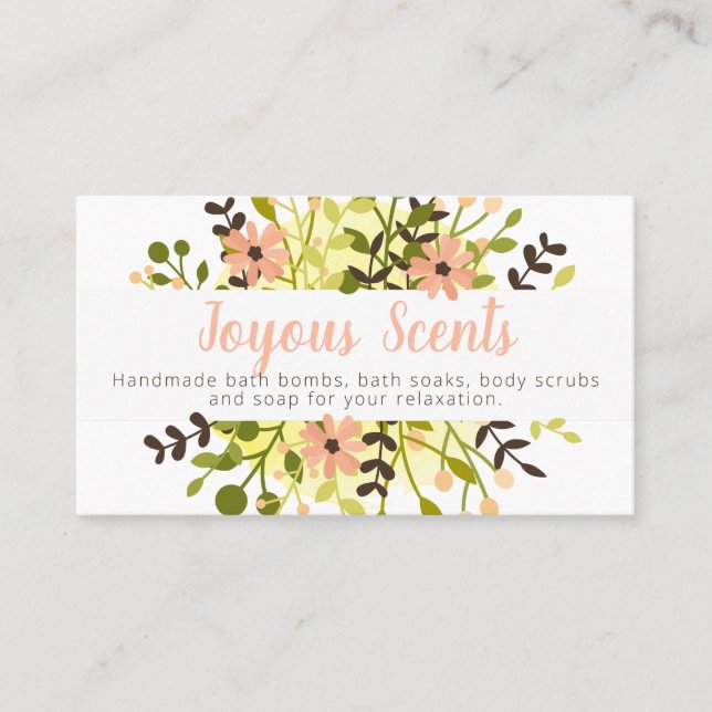Floral Arrangement Bath Bomb Soak Scrub Soap Business Card (Front)