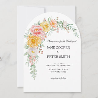 Floral arrangement. Budget Wedding Invitation
