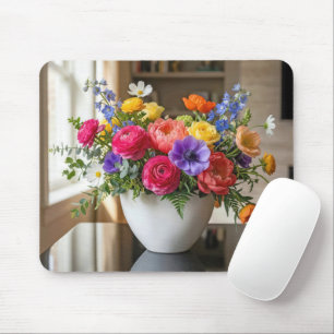 Floral Arrangement on a Shiny Table Mouse Mat